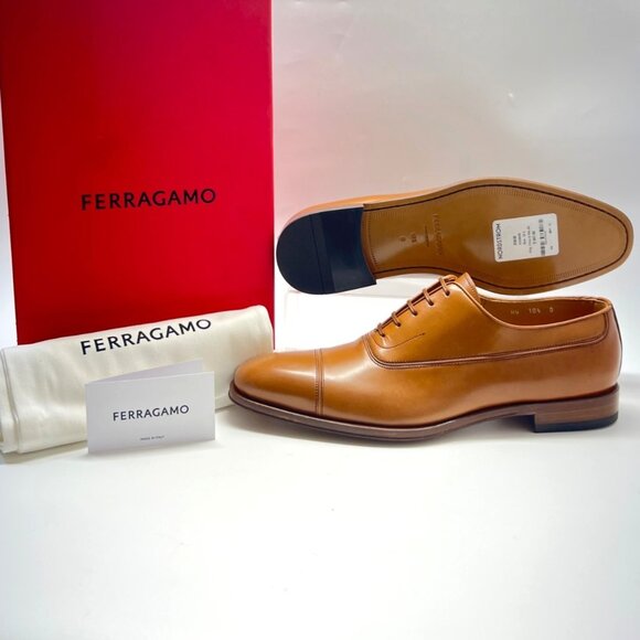 Salvatore Ferragamo Fermin Brown Leather Shoes Men Oxfords Shoes Size 10.5D - Picture 10 of 15